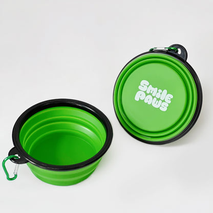 Collapsible Portable Green Cat Bowl 1PC